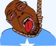 bloodshot_eyes brown_skin country crying flag flag:somalia glasses hanging open_mouth rope somalia soyjak stubble suicide tongue variant:bernd yellow_teeth // 816x676 // 39.9KB
