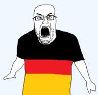 angry chris-chan clothes countrywar flag flag:germany germany glasses hair mustache open_mouth soyjak stubble transparent_background variant:cwcjak // 766x743 // 13.3KB