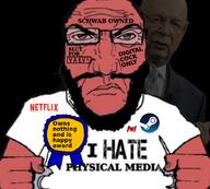 angry award beard closed_mouth disc glasses i_hate klaus_schwab netflix physical_media punisher_face red_skin slut steam steam_(platform) subvariant:science_lover tattoo valve variant:markiplier_soyjak video_game // 907x817 // 500.3KB