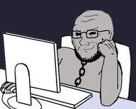 alien black_eyes chain computer grey grey_alien grey_skin shredded_nerd smug variant:soyak // 452x363 // 65.0KB