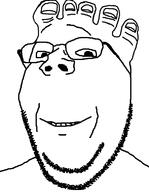 admin closed_mouth finger foot foot_user glasses smile stubble subvariant:wholesome_soyjak variant:gapejak // 600x775 // 32.6KB