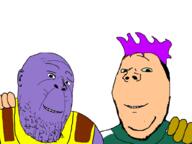 2soyjaks clothes ear gauntlet hair hand marvel netflix no_more_brother_wars purple_hair purple_skin smile squid_game stubble teeth thanos thanos_(squid_game) variant:gapejak variant:thanosjak white_skin // 1024x768 // 205.2KB