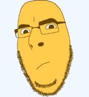 closed_mouth confused emoticon frown glasses series:soymoji soyjak stubble variant:cobson yellow yellow_skin // 775x849 // 35.0KB