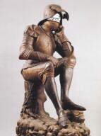 armor art glasses gothic helmet history knight medieval middle_ages sallet sculpture sitting stump variant:feraljak wood // 1269x1699 // 3.0MB