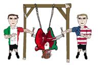 bisected blond brown_hair buff chud closed_mouth crying execution flag:italy flag:mexico glasses gore hair holding_object italy kill_mexicucks mcdonalds mexico mexicuck mexikike meximutt mexipedo mexitranny murder nazism open_mouth pol_(4chan) rope saw soyjak stubble subvariant:perceptive_chud torture total_spicroach_death trend:aryan united_states variant:bernd variant:chudjak vein white_skin yellow_teeth // 2576x1720 // 413.1KB