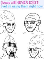 4soyjaks big_brain bow soyjak subvariant:doctos subvariant:soyak_(concerned) subvariant:soyak_(smug) text variant:soyak // 177x237 // 33.9KB