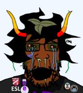 badge booger crying discord esl flag:minor_attracted_person flies glasses hair herb_(user) homestuck homestuck_pedo horn latvia leaf pedophile soyjak_blog stink_lines stubble trend:slopjak // 800x900 // 64.4KB