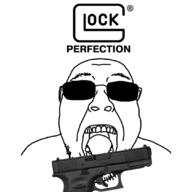 glasses glock gun logo open_mouth pistol soyjak stubble sunglasses variant:bernd // 1080x1080 // 211.8KB