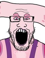 angel_dust faggot gay glasses hazbin_hotel open_mouth pink_hair purple_eyes purple_lipstick stubble variant:markiplier_soyjak // 350x450 // 77.0KB
