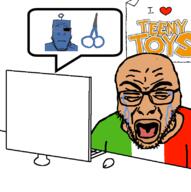 arg closed_eyes computer computer_mouse crying glasses italy missing_eye neutral open_mouth poster robot scissors soyjak speech_bubble_empty stubble subvariant:neutralplier teeny_toys template variant:markiplier_soyjak variant:rupturejak // 797x800 // 171.9KB