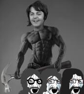 3soyjaks beard bloodshot_eyes crying gigachad glasses hair hammer holding_hammer maxwells_silver mustache open_mouth soyjak stubble the_beatles variant:soyak // 687x768 // 253.6KB