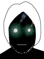 black_skin glowing glowing_eyes hair stubble thougher variant:lennonjak white_hair // 600x800 // 77.9KB