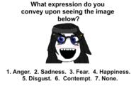 Happiness anger beanie blue_eyes blush clothes disgusted fear glasses hair open_mouth sad text variant:soytan // 1169x777 // 172.8KB