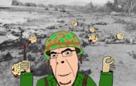 blood blood_on_face brown_eyes camouflage combat_helmet context_in_source dead gold golden_tooth gore helmet holding_knife holding_object honorary_aryan irl_background island japan knife m1_helmet marine military military_uniform multiple_soyjaks soldier tooth united_states_marine_corps variant:cobson variant:soykio_kid war war_crime white_skin world_war_2 // 1360x854 // 1.5MB