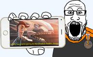 bald booru boorucuck glasses hand holding_object holding_phone hugh_neutron jimbo_(namefag) jimmy_neutron medal meta:namefags open_mouth phone soybooru stubble subvariant:phoneplier subvariant:phoneplier_horizontal variant:markiplier_soyjak yugioh // 2565x1584 // 1.6MB