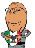 arm benito_mussolini brown_skin closed_mouth clothes epaulettes fascism flag flag:italy glasses hand heart holding_heart holding_object italy military military_uniform smile soyjak stubble subvariant:wholesome_soyjak variant:gapejak // 736x1020 // 52.6KB