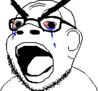angry crying ear glasses hair open_mouth soyjak stubble teeth tongue variant:unknown // 269x250 // 8.7KB