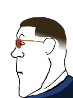 blue_shirt brown_hair buzzcut ear ear_piercing earring fade shaved subvariant:neutralplier subvariant:sideplier transparent_background variant:markiplier_soyjak yellow_glasses // 600x800 // 23.7KB