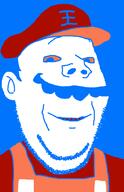 blue_background bootleg clothes grand_dad hat looking_at_viewer looking_at_you mustache no_glasses overalls siivagunner smile stubble subvariant:wholesome_soyjak vargskelethor_joel variant:gapejak // 592x918 // 16.0KB
