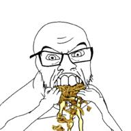 angry arm bug eat_the_bugs eating glasses hand irl mustache soyjak stubble variant:feraljak // 1000x1000 // 303.5KB