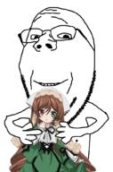 anime brown_hair clothes glasses heterochromia rozen_maiden smile soyjak stubble subvariant:wholesome_soyjak suiseiseki variant:gapejak // 676x1021 // 300.7KB