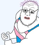 baldy_applied_lipstick buff flag:transgender_pride_flag glasses lipstick purple_hair strong stubble tranny transpridetanktop troon variant:hankerjak // 1254x1440 // 54.6KB