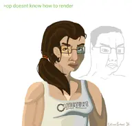aperature_science barely_a_soyjak chell colored_glasses drawing glasses greentext hair mouth nose op_here_im_fat_and_stinky portal signature thick_eyebrows variant:chudjak // 608x581 // 60.4KB