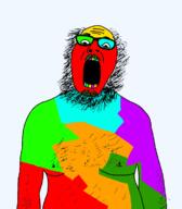 colorful glasses open_mouth soyjak stubble variant:ignatius // 656x748 // 1.9MB