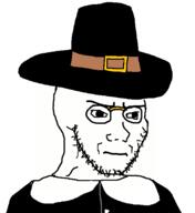 closed_mouth clothes frown glasses hat irritated looking_to_the_right pilgrim soyjak stubble subvariant:soyak_(irritated) variant:soyak white_background // 536x586 // 46.4KB