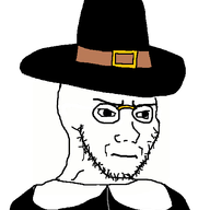 closed_mouth clothes frown glasses hat irritated looking_to_the_right pilgrim soyjak stubble subvariant:soyak_(irritated) variant:soyak white_background // 536x586 // 46.4KB