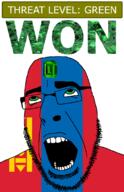 ahegao country emerald flag flag:mongolia gem glasses green green_eyes hair looking_up mongolia open_mouth schlog_color_event soyjak soyjak_blog stubble teeth text threat_level_green variant:cobson won // 721x1115 // 144.0KB