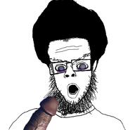 bbc blue_eyes glasses hair meta:pornographic_content negro nsfw open_mouth penis soyjak stubble variant:jimmy_numale // 1440x1388 // 516.4KB