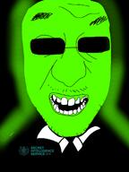 black_background british central_intelligence_agency glasses glowing green_skin mouth_open secret_service sunglasses teeth teeth_showing trend:glowie variant:crimjak // 909x1208 // 471.1KB