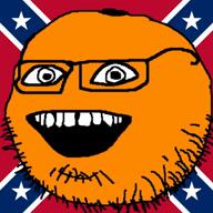 annoying_orange confederate_flag food fruit glasses johnny_rebel open_mouth orange orange_(fruit) racism stubble variant:oranjak // 1080x1080, 99.1s // 3.4MB