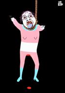 aliased blood bloodshot_eyes crying dance dead flag:transgender_pride_flag full_body genital_mutilation hair hanging lipstick meta:ai_generated music noose open_mouth pink_hair pixverse_ai rope skinny soyjak suicide template tongue tranny trans transgender_flag transparent_background troon troonella variant:bernd yellow_teeth // 448x640, 8.5s // 963.3KB