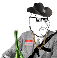 chain coalfarmerthebestnamefaginpol_(user) cowboy_hat glasses gun meta:namefags meta:self_insert my_name_is_(sticker) namefags stubble variant:smugjak weed // 1138x1160 // 199.8KB