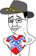 arm clothes confederate flag glasses hand happy hat heart holding_heart holding_object nipple smile smirk soyjak variant:chudjak // 926x1422 // 410.9KB