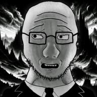 black_and_white clothes glasses lovecraft redraw scared scary scientoloju scientoloju_(user) soyjak stubble subvariant:soyak_(concerned) suit variant:soyak // 1500x1500 // 1.1MB