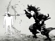 ack! full_body katana manga messy_hair miyamoto_musashi murder side_profile traced vagabond variant:bernd variant:cobson // 4000x3000 // 12.1MB