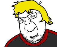 closed_mouth clothes hair nate smile soyjak variant:shotjak yellow_hair // 417x339 // 56.6KB