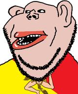 black_sclera brown_skin clothes ear flag flag:sicily italy lips mutt open_mouth sicily soyjak stubble subvariant:impish_amerimutt triskelion variant:impish_soyak_ears // 598x719 // 55.1KB