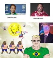 amerimutt blond blue_eyes brazil flag:brazil flag:united_states glasses glowing_eyes hanging helicopter jair_bolsonaro multiple_soyjaks muscles rope shitskin sonnenrad soyjak subvariant:chudjak_front subvariant:impish_amerimutt subvariant:muscular_chud tranny united_states variant:bernd variant:chudjak variant:impish_soyak_ears // 1840x2000 // 2.1MB