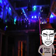 arm bottle closed_eyes closed_mouth clothes ear glasses hair hand holding_object irl_background millions_must_die soyjak subvariant:chudjak_front variant:chudjak // 1200x1200 // 300.4KB