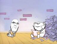 2soyjaks angry arm cartoon comic_sans ear full_body glasses hand holding_object jealousy leg love_letter mail nickelodeon paper pout ren_and_stimpy sitting smile soyjak stubble variant:cobson variant:impish_soyak_ears // 1224x939 // 1.2MB