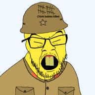 buck_teeth closed_mouth helmet japan japanese_empire military_uniform open_mouth slant_eyes stubble uniform wwii yellow_teeth // 1000x1000 // 26.4KB