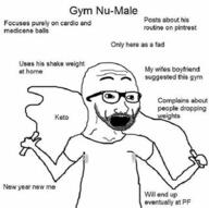 arm clothes glasses gym hand open_mouth soyjak stubble text tshirt variant:excited_soyjak // 320x319 // 90.3KB