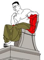 classical_art_parody closed_eyes closed_mouth clothes full_body glasses hair its_over roman side_profile statue text thick_eyebrows thinking variant:chudjak // 1000x1349 // 70.5KB