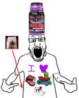clothes dilated_pupils dxm glasses i_love open_mouth reddit shit_pants variant:markiplier_soyjak variant:shirtjak vomit // 1080x1340 // 657.6KB