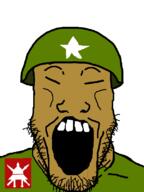 asian brown_skin burma combat_helmet helmet military military_uniform myanmar open_mouth small_eyes soyjak stubble variant:markiplier_soyjak // 600x800 // 23.0KB