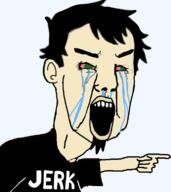 angry black_shirt bloodshot_eyes clothes crying dan_versus hair jerk pointing variant:chudjak // 680x762 // 138.8KB